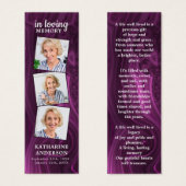 Marbre violet 3 Photo Poème funéraire Signet de pr (Devant & derrière)