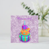 marbre violet argent folle invitation cake (Debout devant)