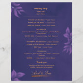 Marbre violet classique élégant mariage programme (Dos)