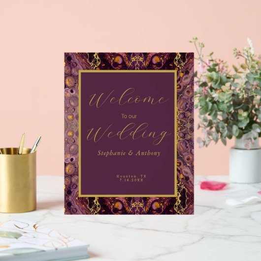 Marbre Violet Et Or De Prune (Mariage)