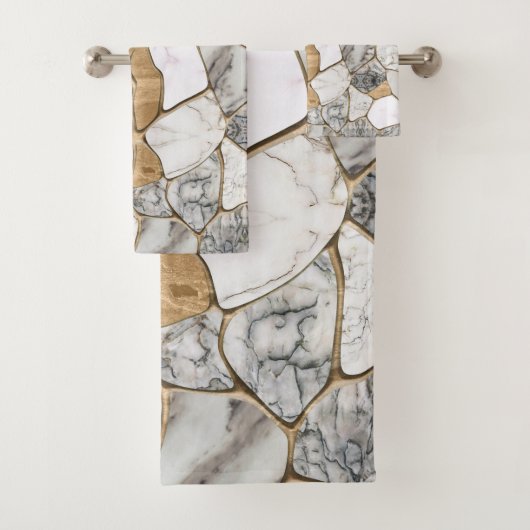 Marbres blancs et Gold Voronoi Abstrait (En situation)