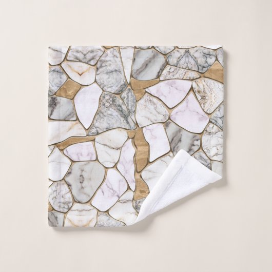 Marbres blancs et Gold Voronoi Abstrait (Gant de toilette)