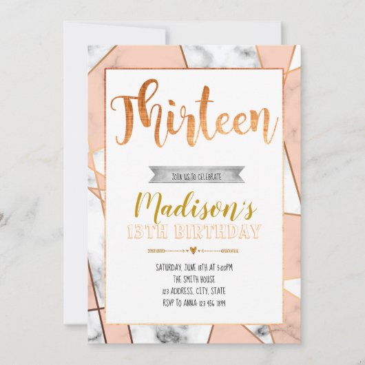 Marbrez la 13ème invitation d'anniversaire (Devant)