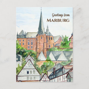Marburg Altstadt Germany Townscape Painting Briefkaart