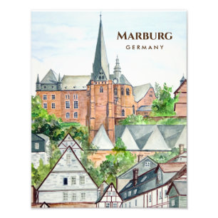 Marburg Altstadt Germany Townscape Painting Foto Afdruk