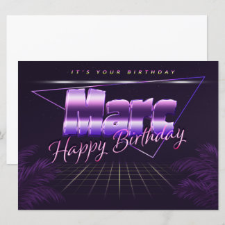 Marc Prénom lila retro Carte Anniversaire