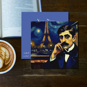 Marcel Proust in Parijs - fantasiekunst Vierkante Visitekaartje