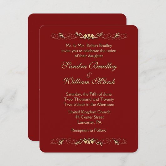 Marcella Faire-part de mariage (Devant / Derrière)