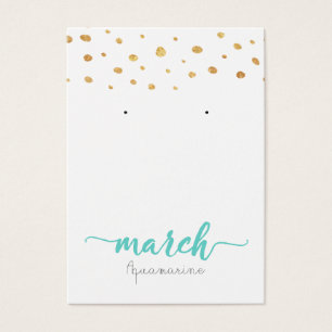 March Aquamarine Birthstone Earring Card Visitekaartje
