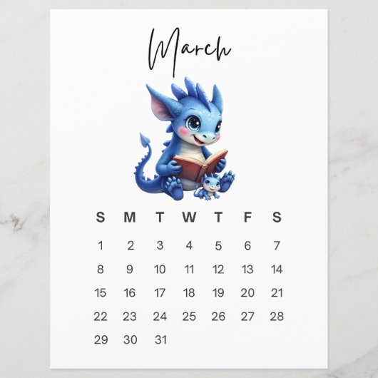 March Baby Dragon Art Print Storybook Dragon (Voorkant)