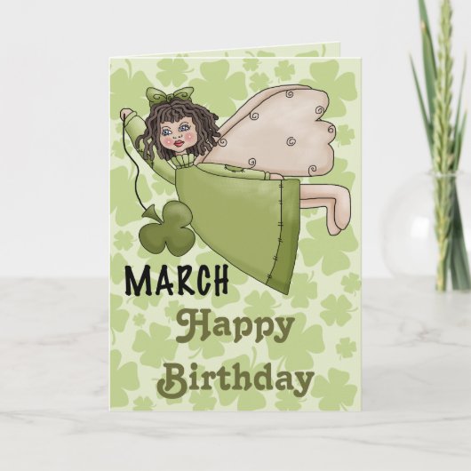 March Birthday Angel Kaart (Voorkant)