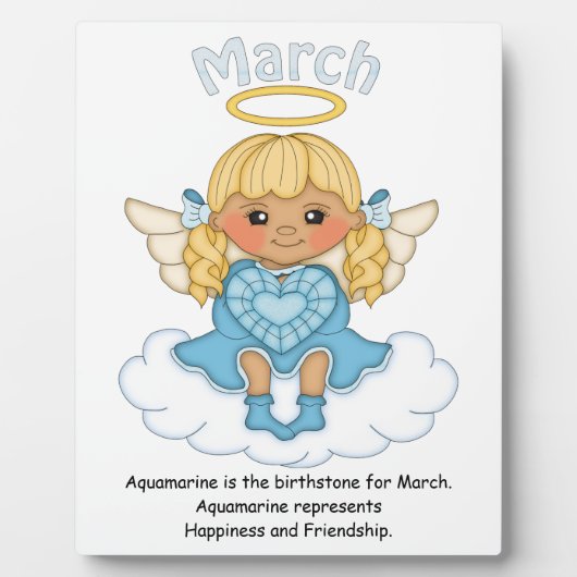 March Birthstone Angel Blonde Plaque Fotoplaat (Voorkant)