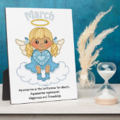 March Birthstone Angel Blonde Plaque Fotoplaat (Zijkant)