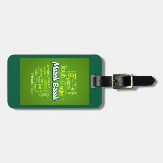 March Break Word Cloud Typography School Vacation Bagagelabel (Voorkant horizontaal)