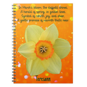 March Daffodil Geboorte Bloem Spiraal Notitieboek