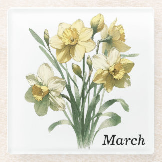 March Daffodil Glass Onderzetter & Trivet