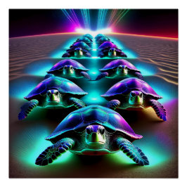 March Of The Neon Turtles Perfect Poster