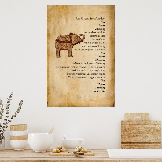 "March on" Poster van het gedicht elephant Parchme (Keuken)