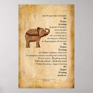 "March on" Poster van het gedicht elephant Parchme