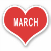 MARCH Red Love Heart Vinyl Sticker (Devant)