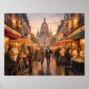 Marché d'art de Montmartre à Paris, affiche au cré
