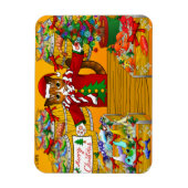 Marché de poisson de Noël Stat Magnet de chat (Vertical)