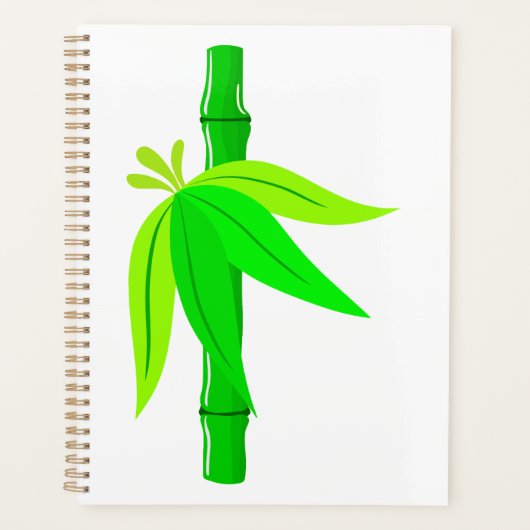 Marche en bambou vert avec Feuilles tropicaux (Devant)