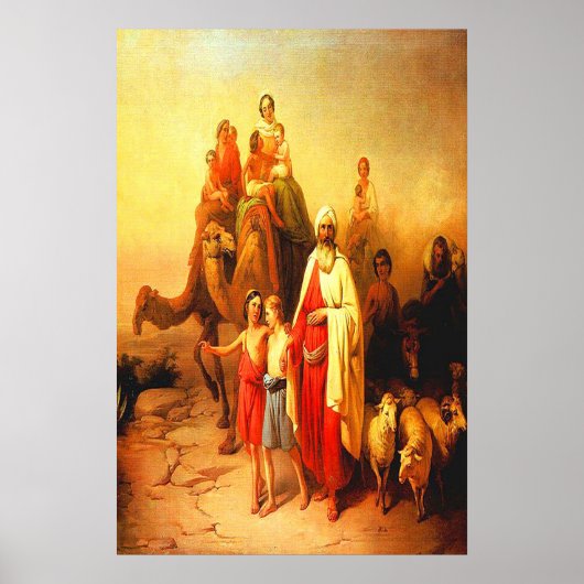 Marche en famille dans le désert poster vintage (Devant)