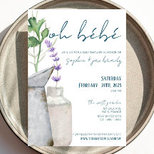 Marché français - Fleurs - Invitation Baby shower