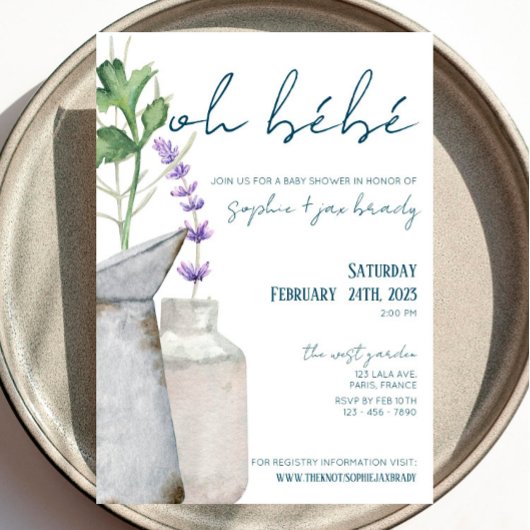 Marché français - Fleurs - Invitation Baby shower