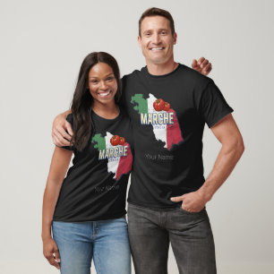 Marche Italië Retro Regio Kaart Souvenir T-shirt