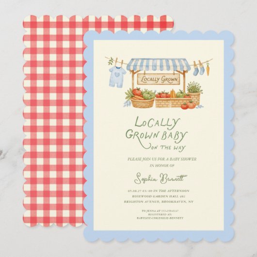 Marché Local Invitation à une Baby Shower (Devant / Derrière)