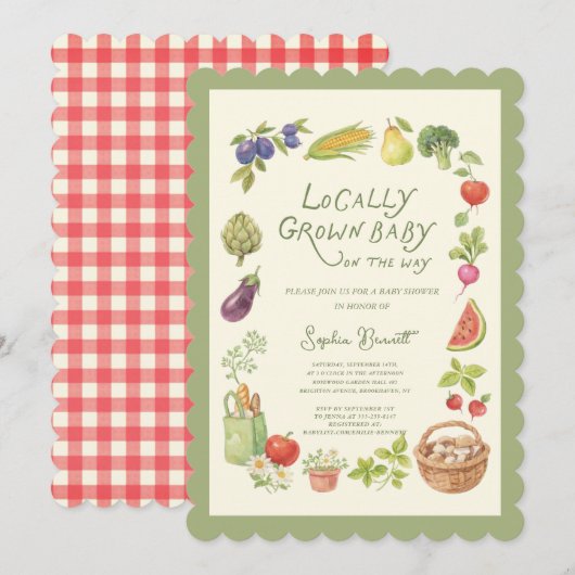 Marché Local Invitation à une Baby Shower (Devant / Derrière)