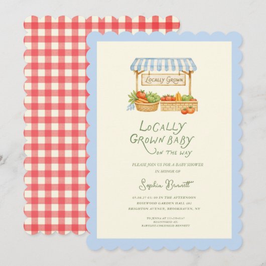 Marché Local Invitation à une Baby Shower (Devant / Derrière)