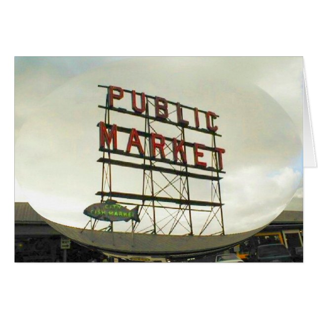 Marché public à Seattle, carte WA (Devant horizontal)