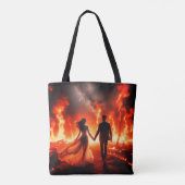 Marcher à travers le feu sur un sac réutilisable (Dos)