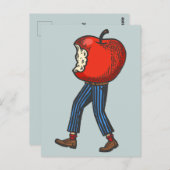 Marcher homme de pomme drôle et amusant Carte post (Devant / Derrière)