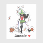 Marcher les chats Halloween sorcier Sticker (Feuille)