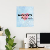 Marcher par la foi affiche de typographie chrétien (Bureau à domicile)