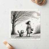 Marcher sur la carte de note de chien (Devant/Arrière en situation)