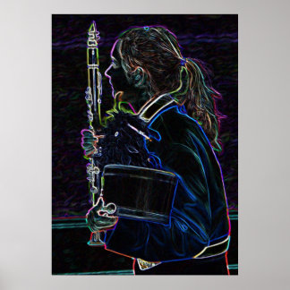 Marcher une affiche Clarinetist