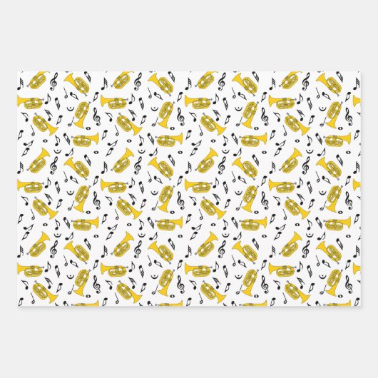 Marcherende bariton Muzieknoten Treble Clefs Inpakpapier Vel (Voorkant 2)