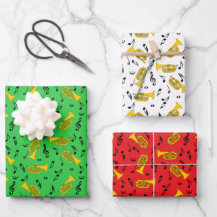 Marcherende bariton Muzieknoten Treble Clefs Inpakpapier Vel