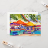 Marchés de Front de Mer à l'Aquarelle Carte de Vœu (Devant/Arrière en situation)