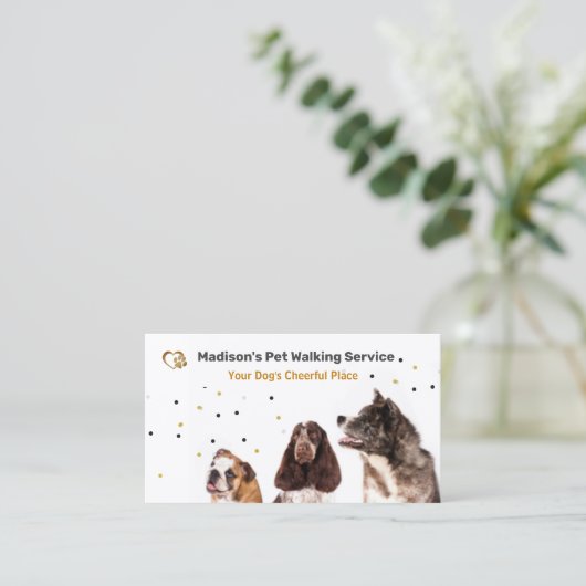 Marcheur de chien mignon / Carte de visite d'anima (Debout devant)