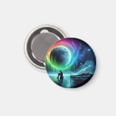 Marcheurs à neige Anonyme Magnet rond (Recto/Verso)