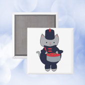 Marching Band Cat Drummer Navy Blue Red Magneet