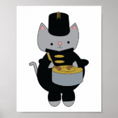 Marching Band Cat Snare Drum Zwart en Goud Poster (Voorkant)