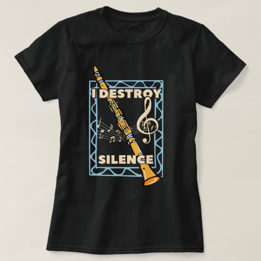 Marching Band Clarinet Player I Destroy Silence T-shirt (Design voorkant)