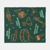 Marching Band Doodle Drawing Senior Night Fleece Deken (Voorkant (Horizontaal))